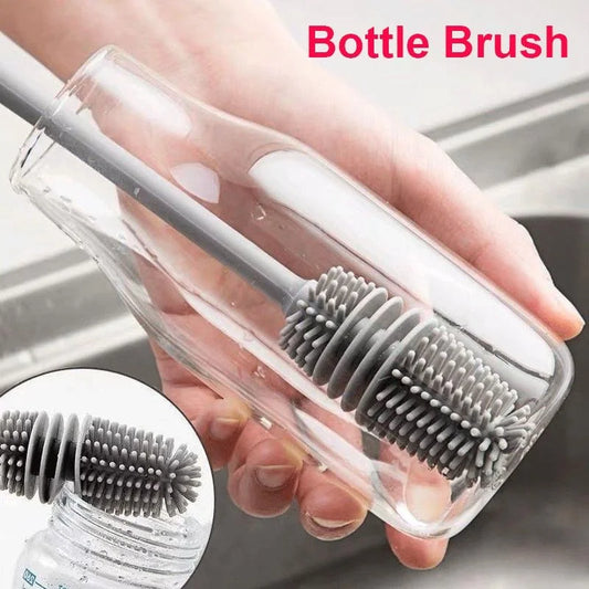 Long Handle Silicone Bottle & Cup Cleaning Brush – Glass & Thermos Cleaner