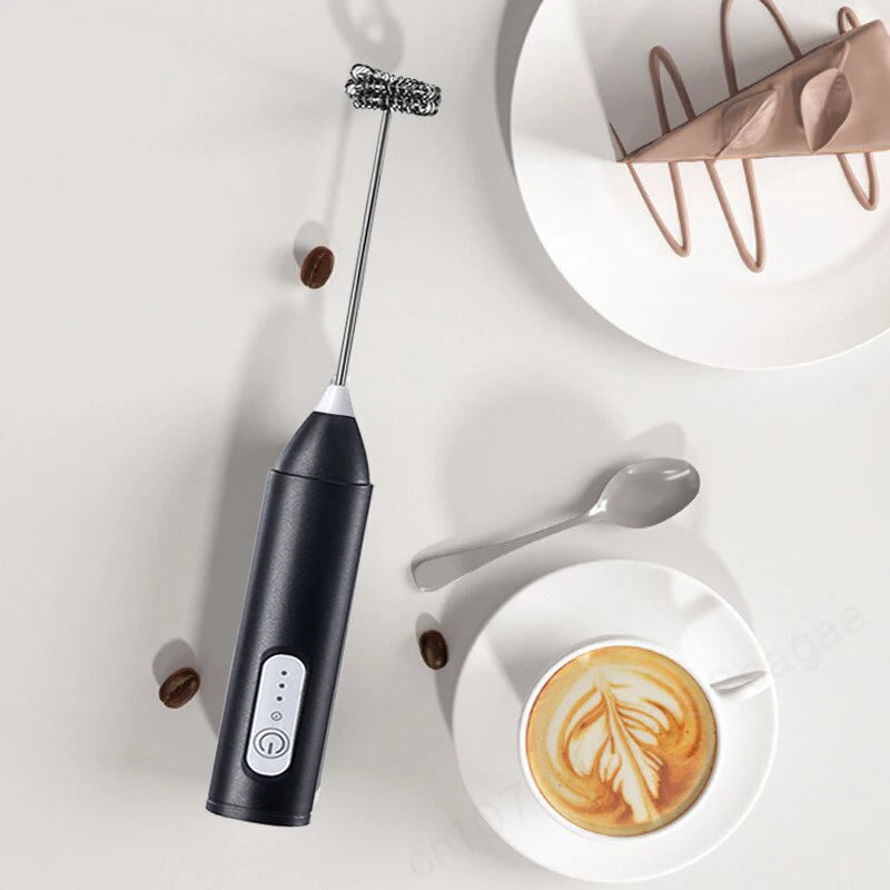 Wireless USB-C Electric Milk Frother – Handheld Stainless Steel Coffee Whisk