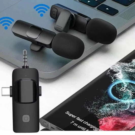 Mini Wireless Lavalier Microphone – USB-C Noise Cancellation Lapel Mic for iPhone & Vlog