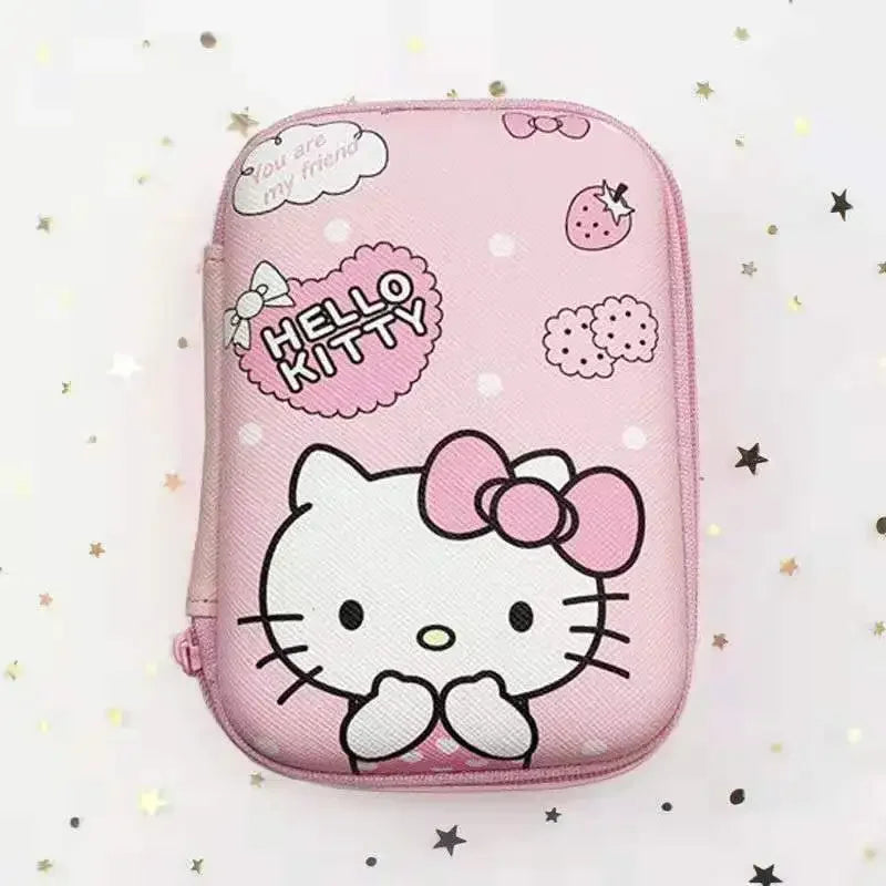 Hello Kitty Data Cable Charger Storage Box Earphone Cable Storage Bag Cartoon Cute Portable Mini Bag Camera Organizer Box