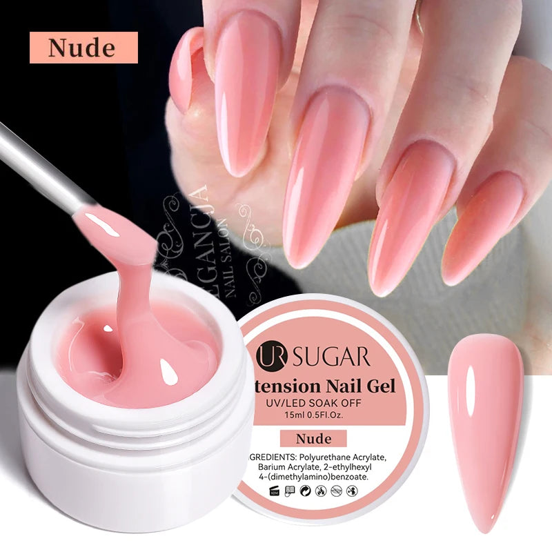 UR SUGAR 15ml Box Extension Nail Gel Jelly Pink White Clear UV Gel Hard Gel Extension Gel Nails Finger French Nail Art Manicure