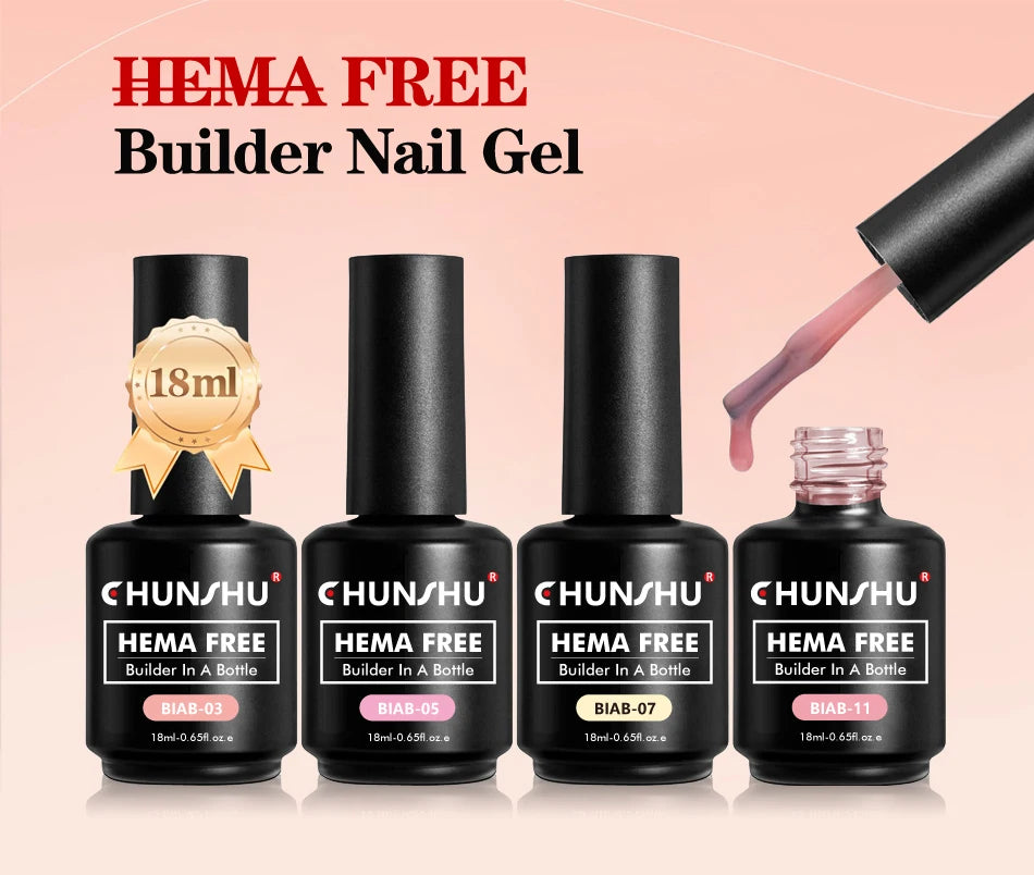 CHUNSHU Hema FREE Construction UV Gel 18ml Builder Nail Gel In A Bottle Semi Permanent Thick Rubber Base Gel Extension Nails Art