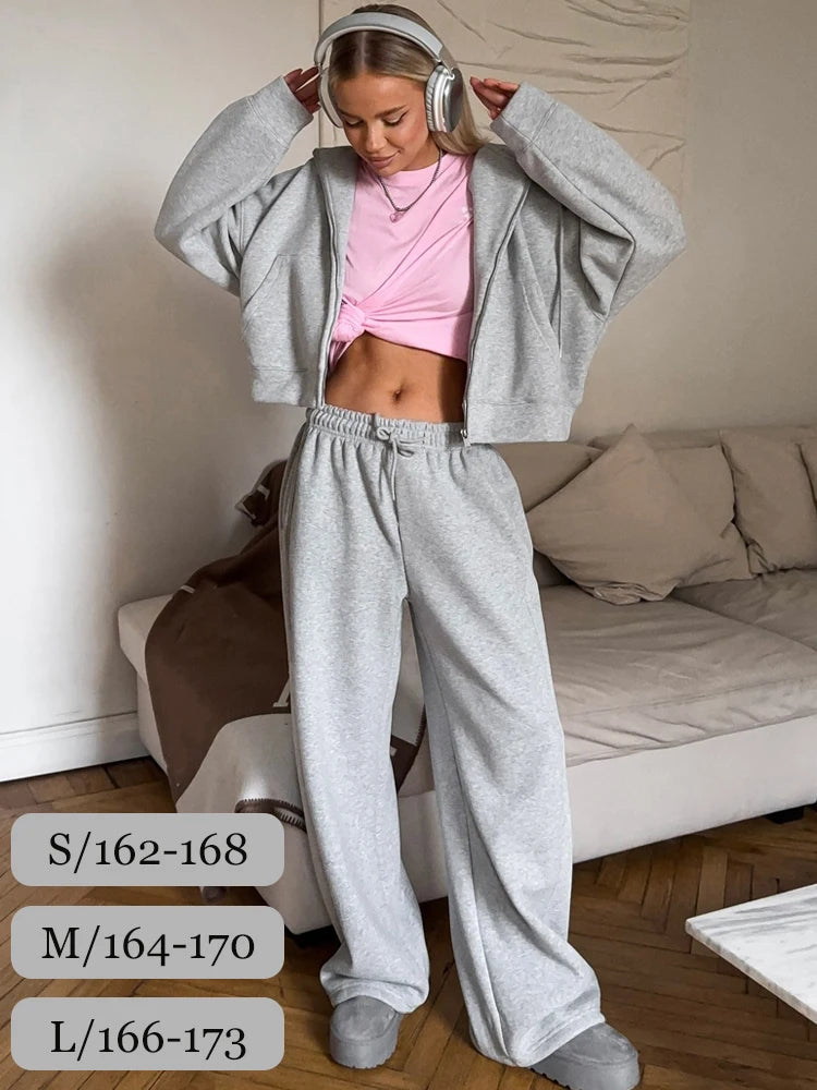 Autumn Women's Tracksuit with Zipper and Trousers Gary Casual Two Piece Set Women Casual Yellow  Pant Sports Suit with A Hood