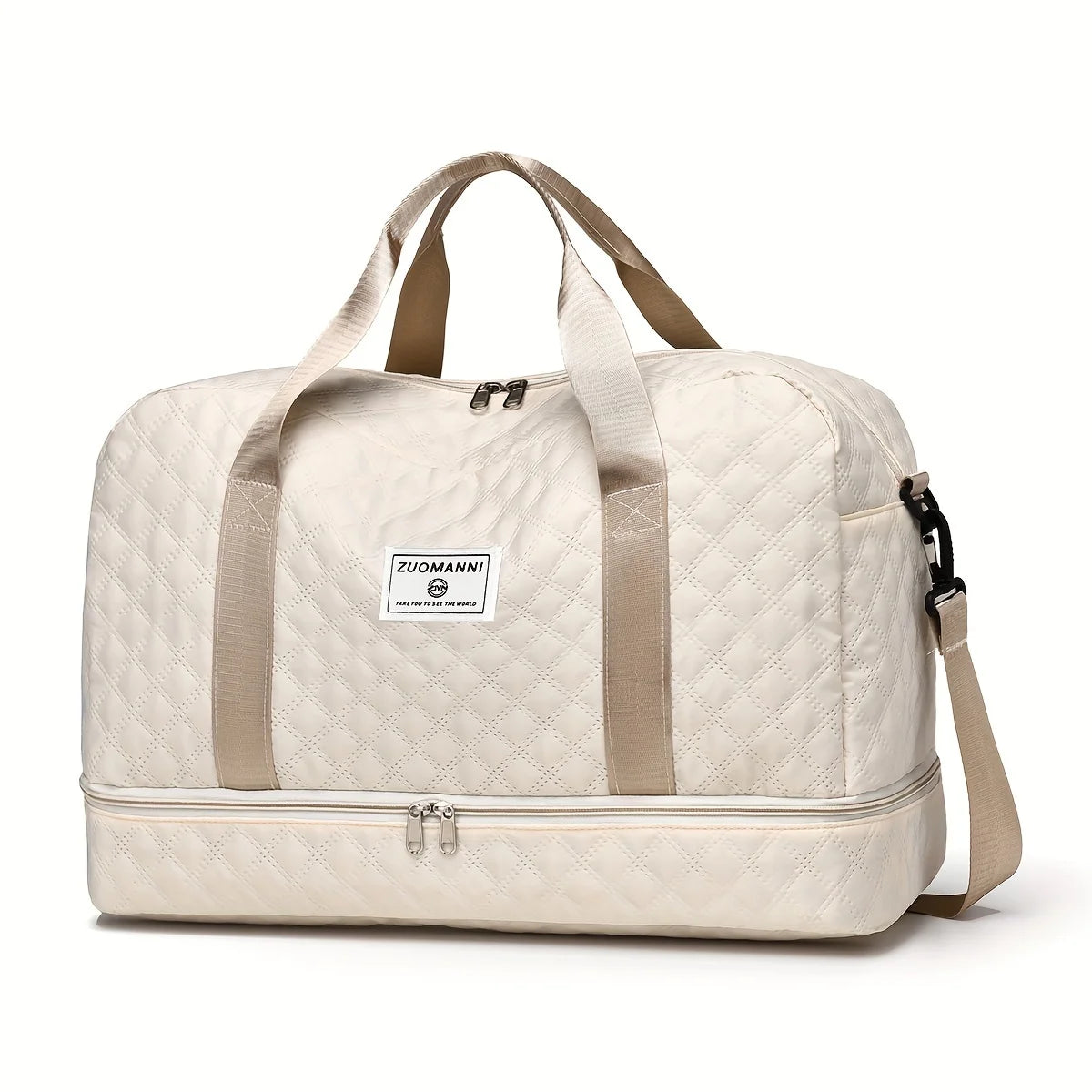 Casual nylon travel luggage bag,  large capacity sports and fitness storage, multi pocket portable weekender overnight bag