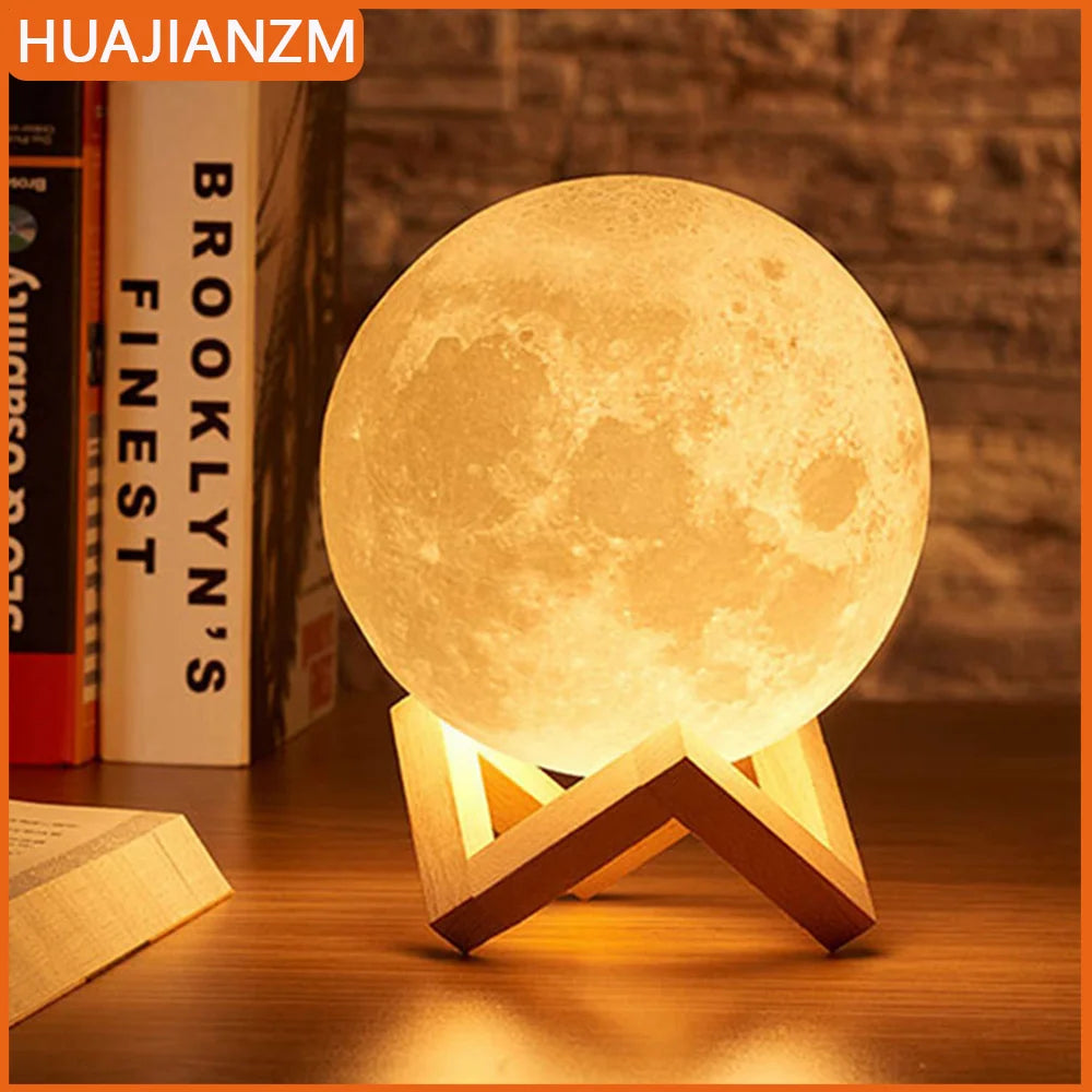 Moon Lamp LED Night Light – Battery Powered with Stand for Bedroom Décor & Kids