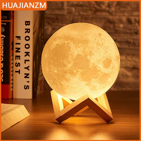 Moon Lamp LED Night Light – Battery Powered with Stand for Bedroom Décor & Kids