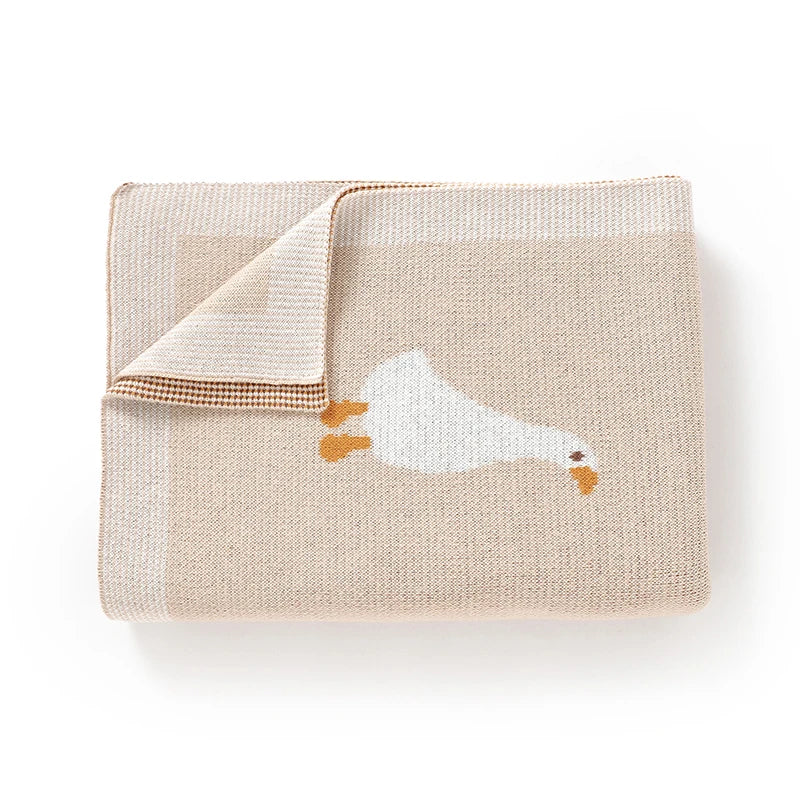Baby Cotton Blanket Cartoon Goose Knitted Newborn Boys Girls Swaddle Wrap Plaid for Stroller Bedding 90*70cm Infant Sleeping Mat