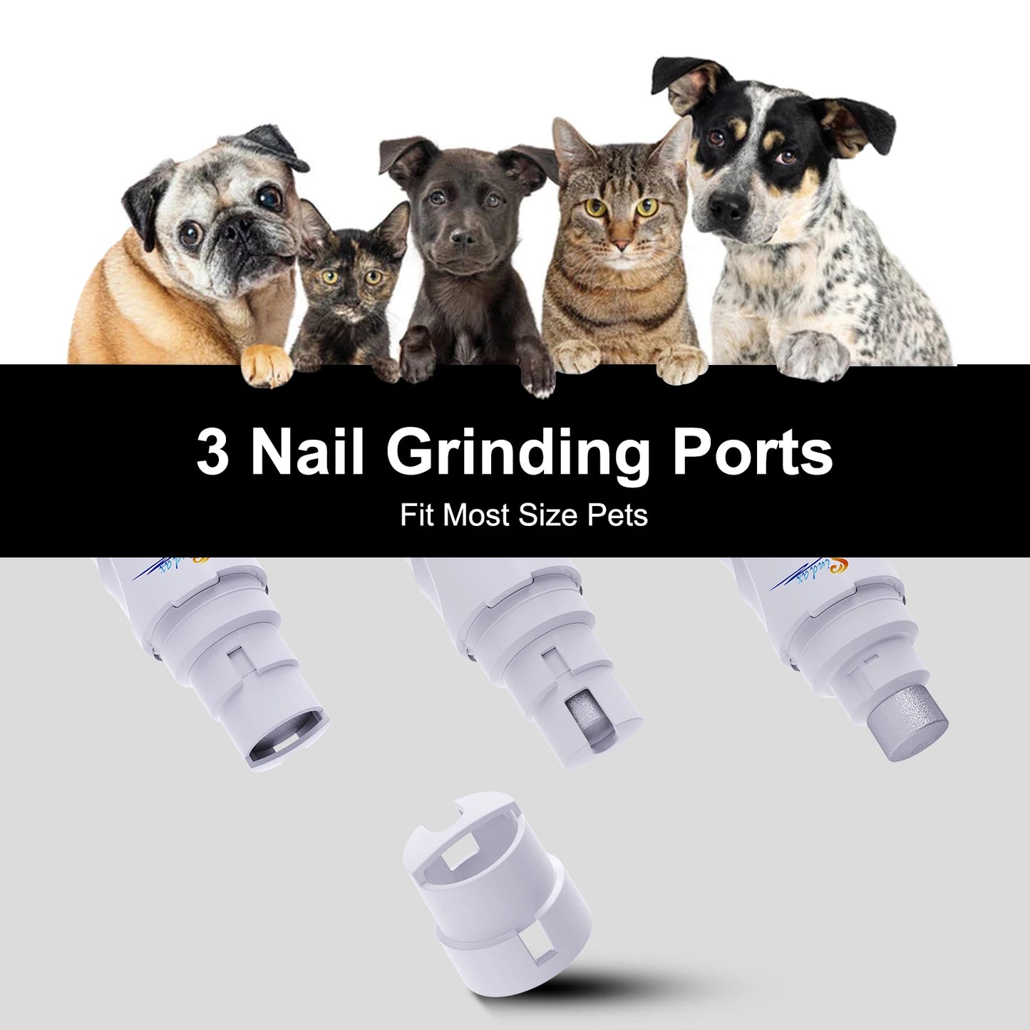 Rechargeable Dog Nail Grinder — Quiet 2-Speed Painless Paw Trimmer