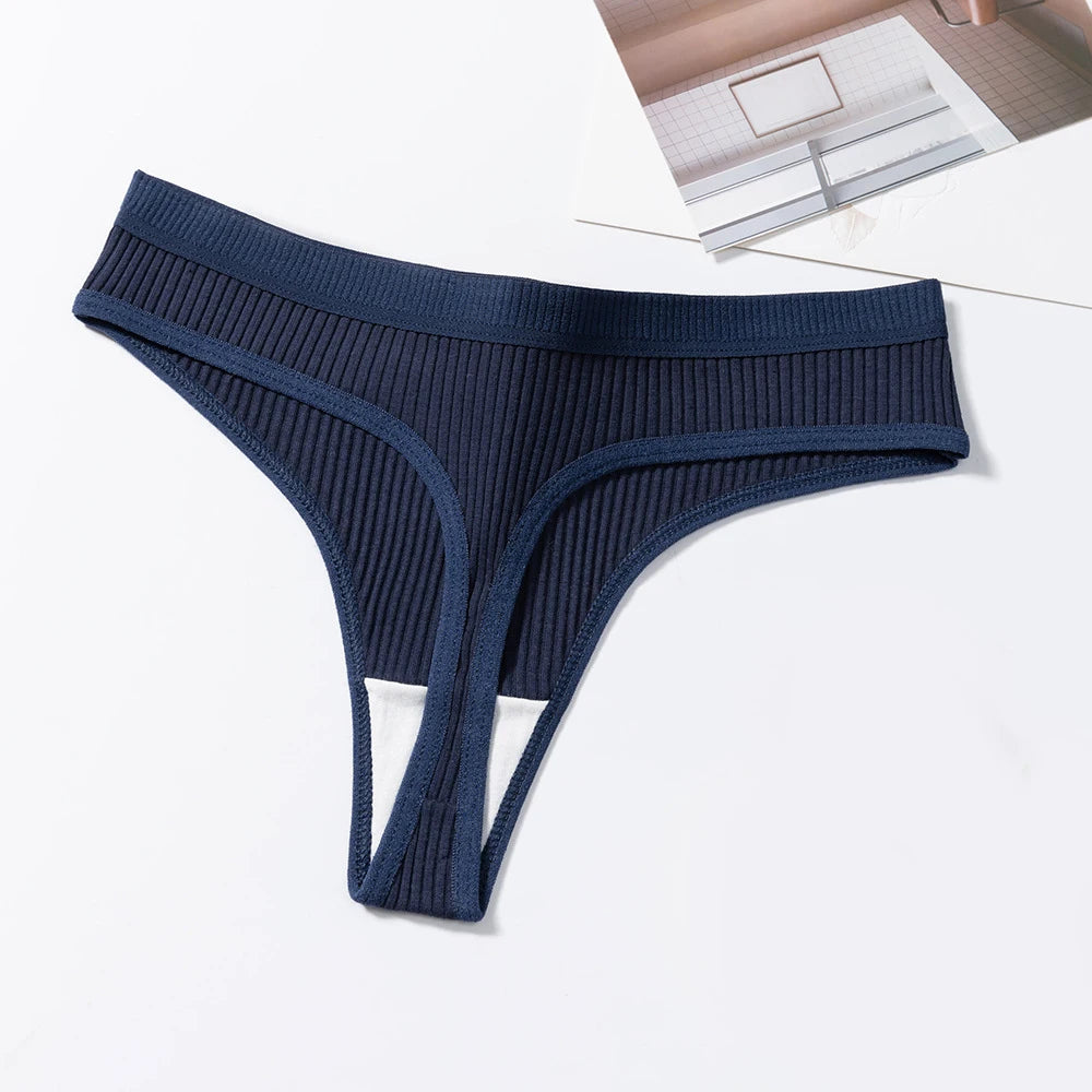 3Pcs/Set Thongs Women's Panties Striped Briefs Girls Solid Color Elastic Underwear Female Sexy Lingeries Hot Comfort G-string