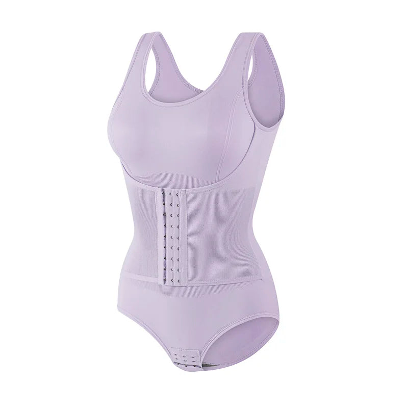 Double-Breasted Tummy Control Bodysuit – Postpartum Slimming Waist Trainer Corset