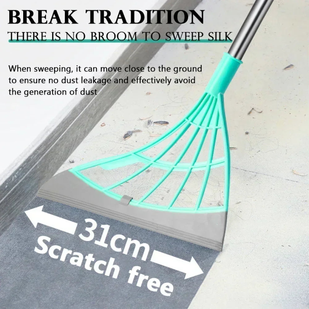Silicone Magic Rubber Broom & Floor Squeegee – Dust, Hair & Water Wiper
