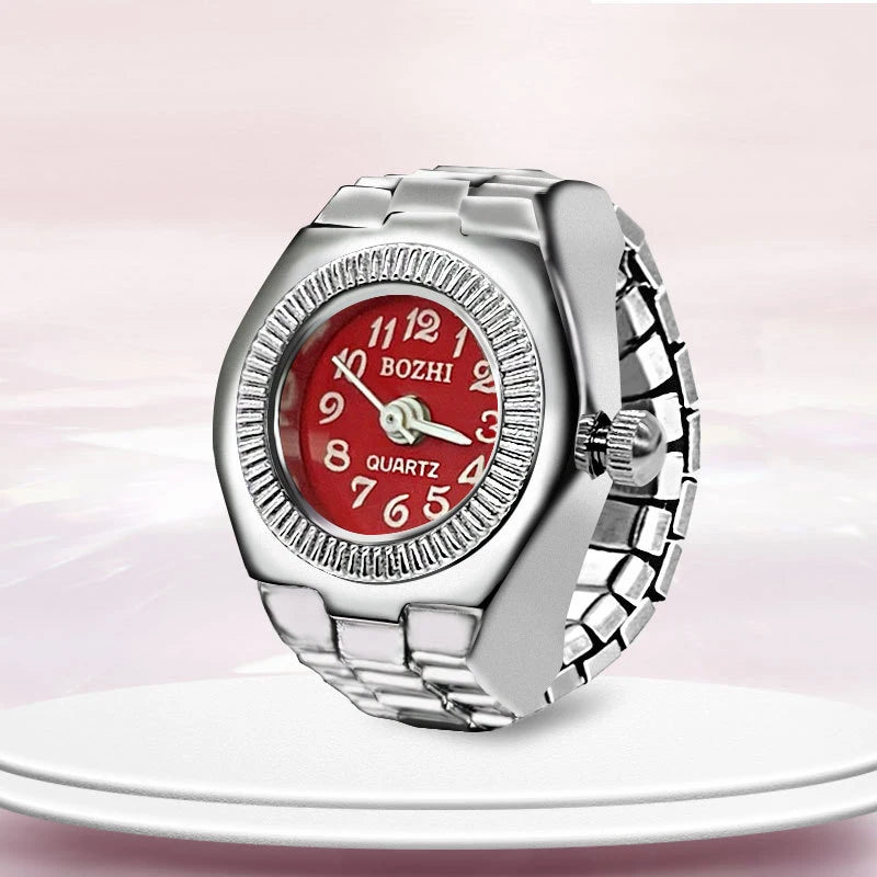 Vintage Y2K Finger Watch Rings for Women Men Elastic Stretchy Roman Quartz Mini Watches Rings Punk anillos Gift