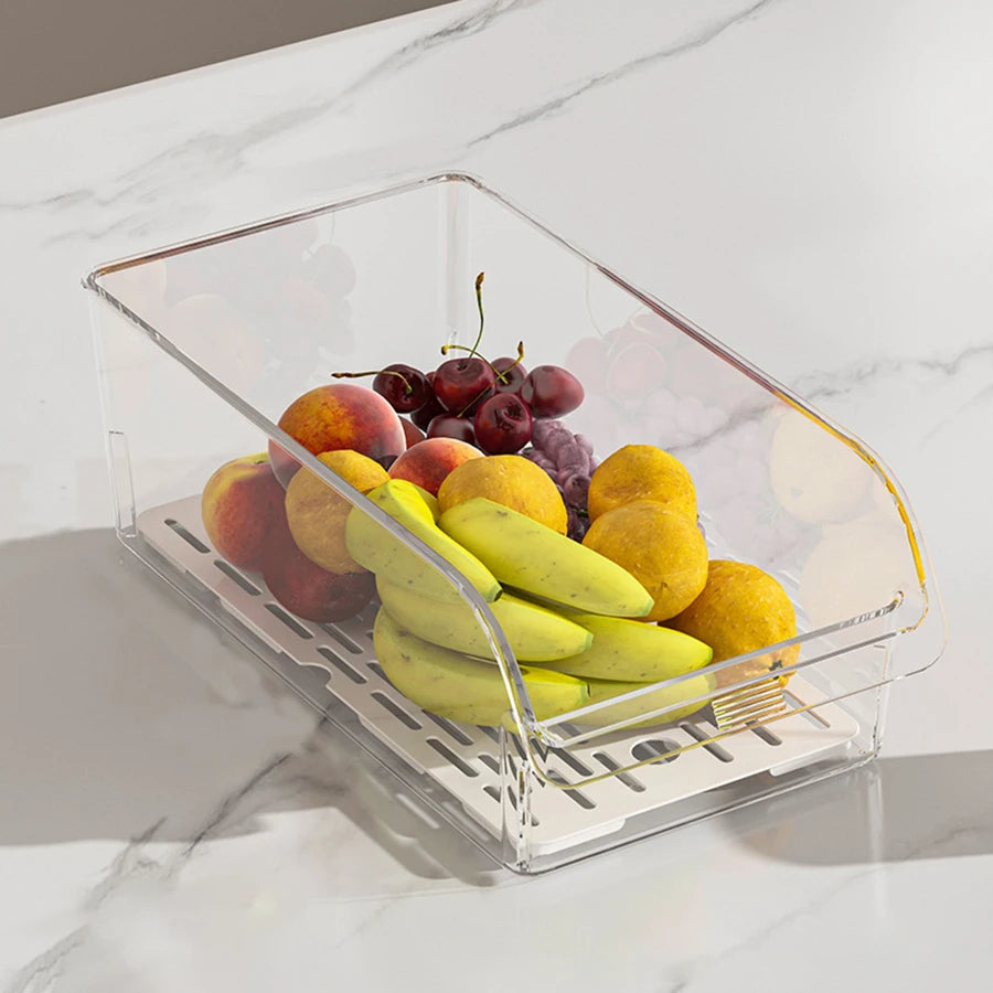 Clear Fridge Organiser Bins – Stackable Refrigerator Storage Containers for Food & Drinks