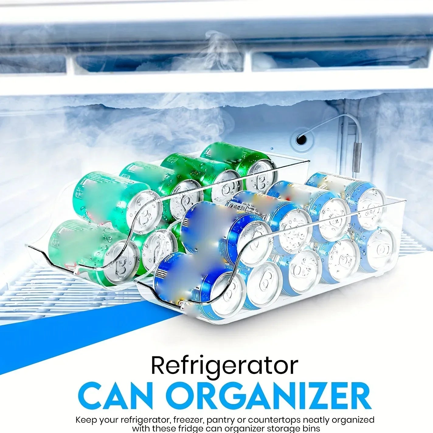 Fridge Can Dispenser & Organiser Bins – Auto-Rolling Soda & Drink Storage