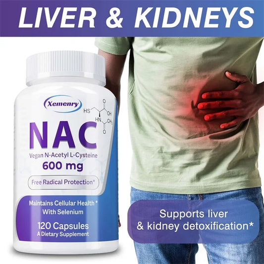 NAC Capsules 600mg - Support Skin Health, Antioxidant, Detox, Enhance Immunity - Non-GMOSupplement