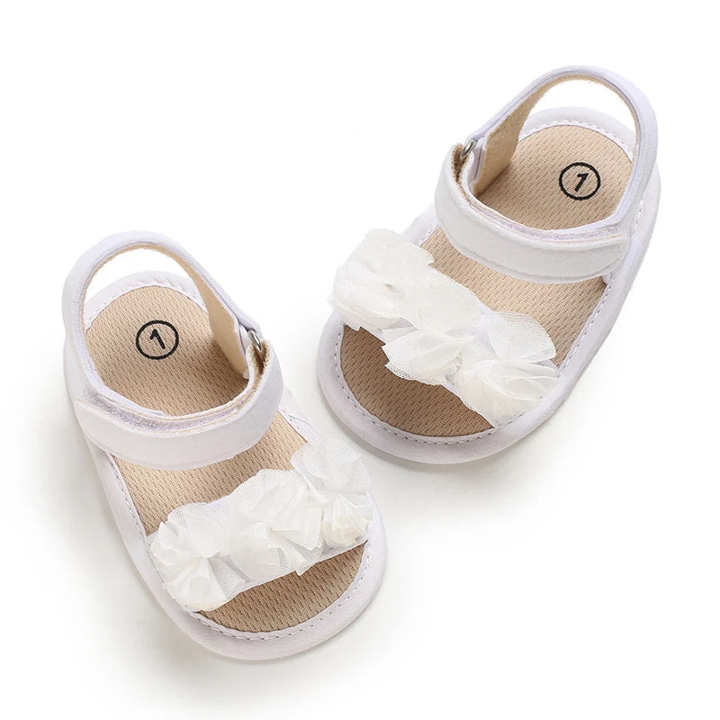 Baby Girls Sandals Soft Sole Summer Infant Wedding Dress Flat Shoes Beach Sandal Newborn Crib Shoes First Walkers