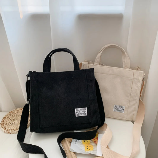 Corduroy Dames Crossbody Tote Bag – Casual Vierkante Schoudertas Reistas