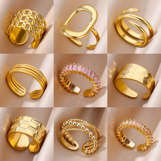 316L Stainless Steel Gold Never-Fade Women's Wedding Band Ring