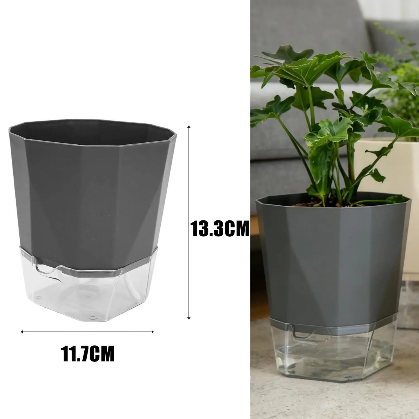 Self-Watering Plant Pot with Clear Reservoir – Breathable Indoor Planter