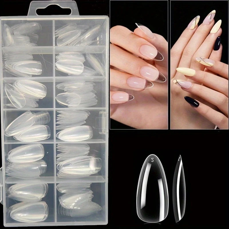 120 Pieces of Transparent Coffin/Mandarin/Aprilion/Square/Oval/Other Shape Style Boxed Nails, 12 Different Sizes Full Cover Acrylic Press-On Nails, Suitable for Home DIY Nail Art and Nail Salons, or as a Gift for Women's Nail