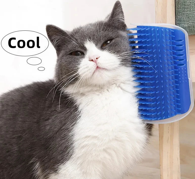 Cat Corner Grooming Massage Brush – Self-Cleaning Scratch & Comb for Kittens