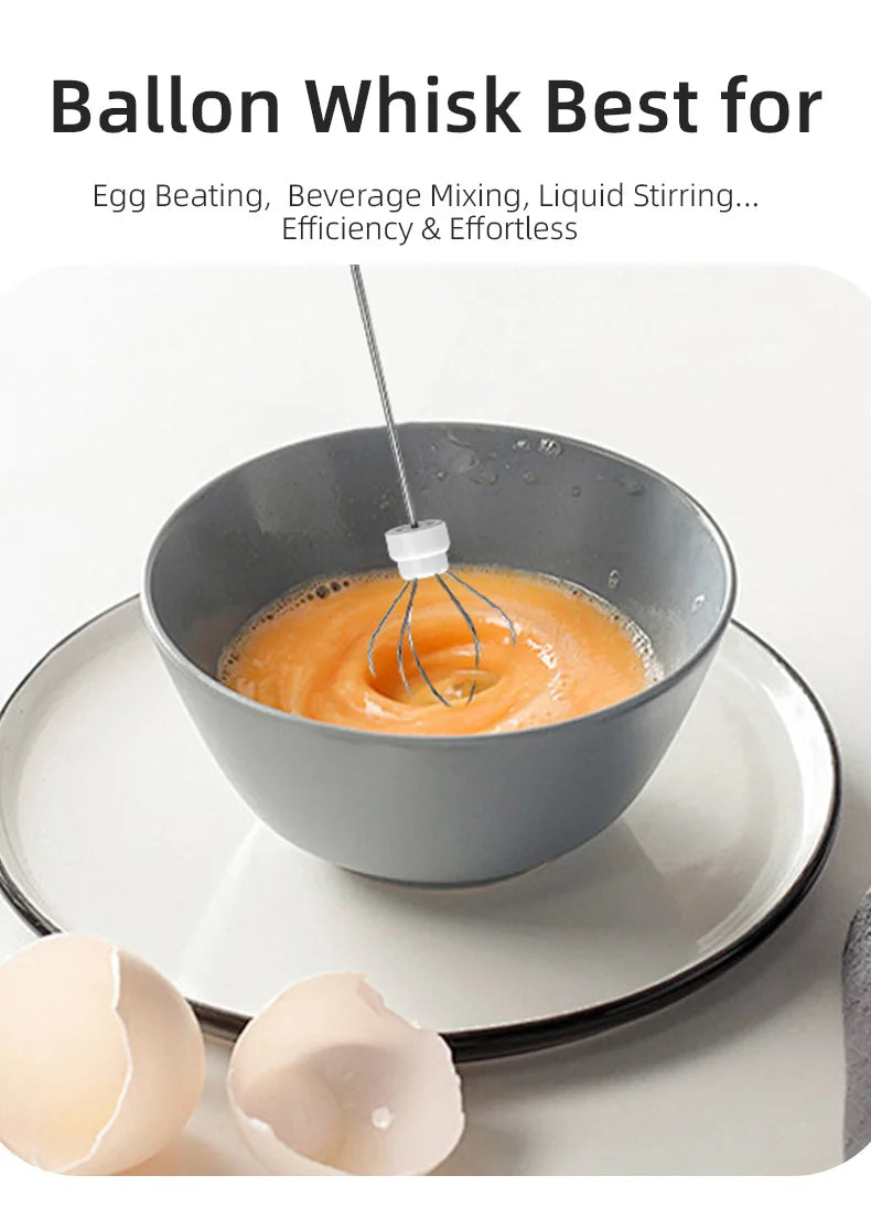 Wireless USB-C Electric Milk Frother – Handheld Stainless Steel Coffee Whisk