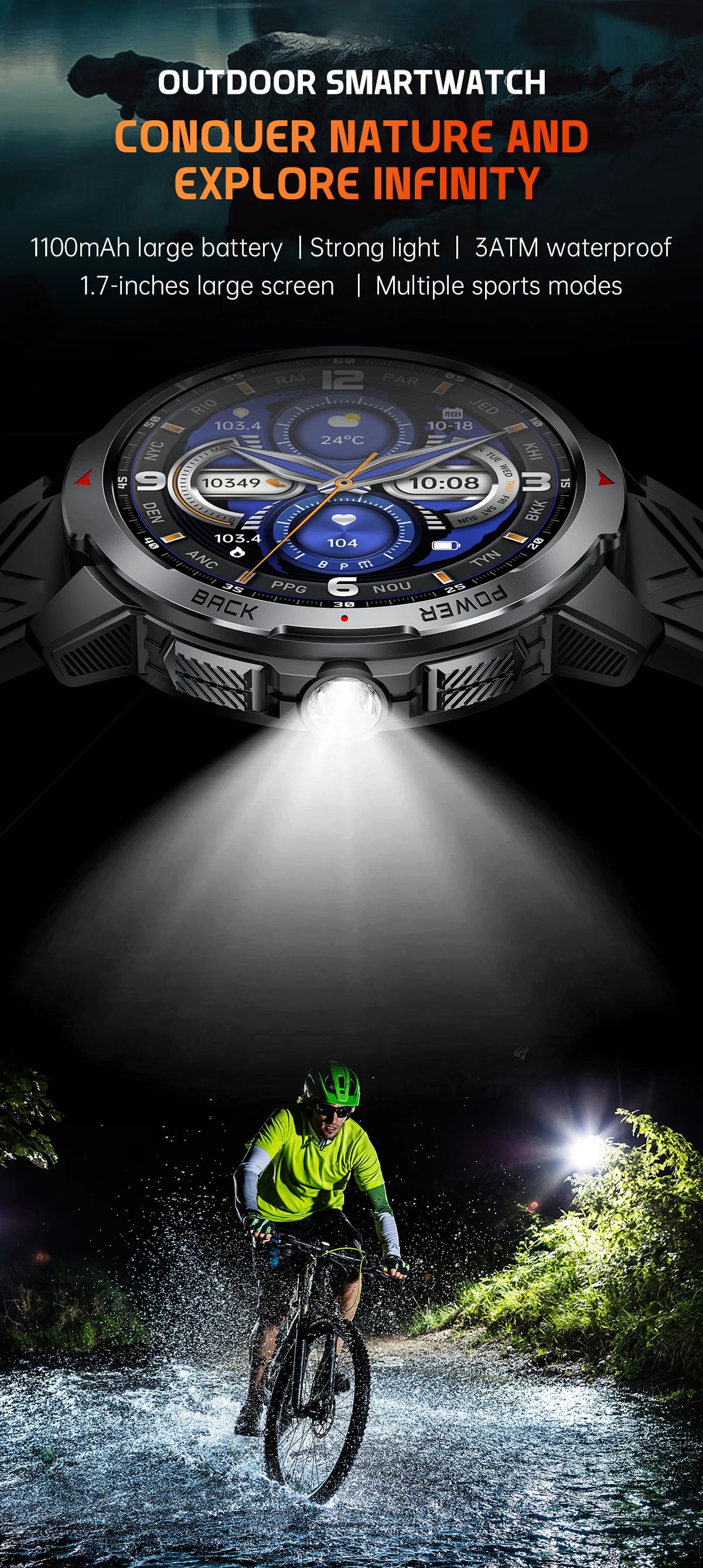 LIGE 1100mAh Battery Smart Watches For Man Outdoor Sport LED Flashlight Compass Men’s Smartwatch Bluetooth Call Men 2026 Watches
