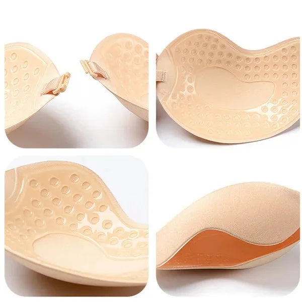 Sexy Women Invisible Push Up Bra Self-Adhesive Silicone Bust Front Closure Sticky Bra Skin Backless Strapless Bra