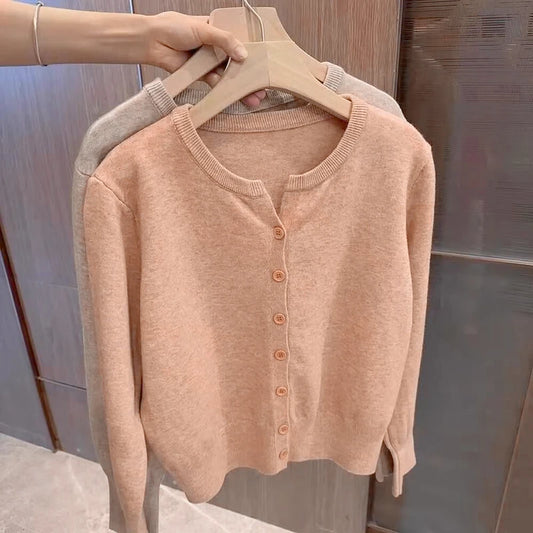 Women's Loose Round Neck Fleece Sweater – Korean Style Knit Top