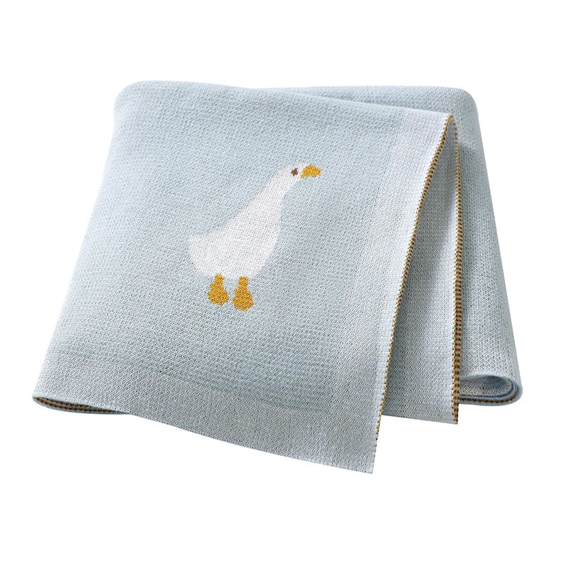 Baby Cotton Blanket Cartoon Goose Knitted Newborn Boys Girls Swaddle Wrap Plaid for Stroller Bedding 90*70cm Infant Sleeping Mat