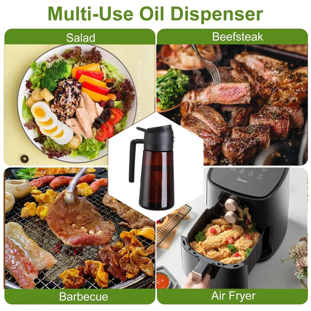 2-in-1 Glass Olive Oil Dispenser & Sprayer Bottle – 470ml, Leakproof
