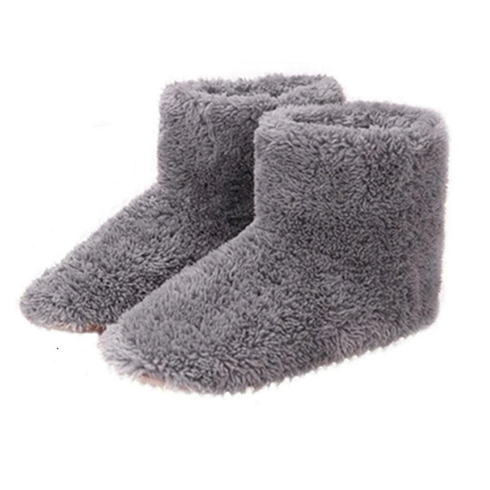 Women Men Electric Heating Shoes Washable USB Heated Shoes Comfortable Plush Snow Boots Washable Foot Warmer Slipper for Winter