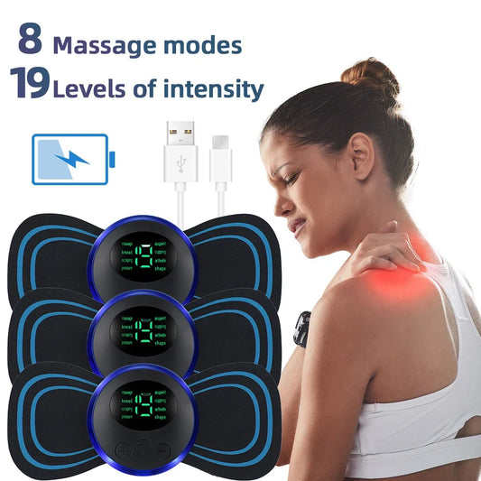 EMS Electric Neck & Back Massager Pad – Low Frequency Muscle Stimulator Patches