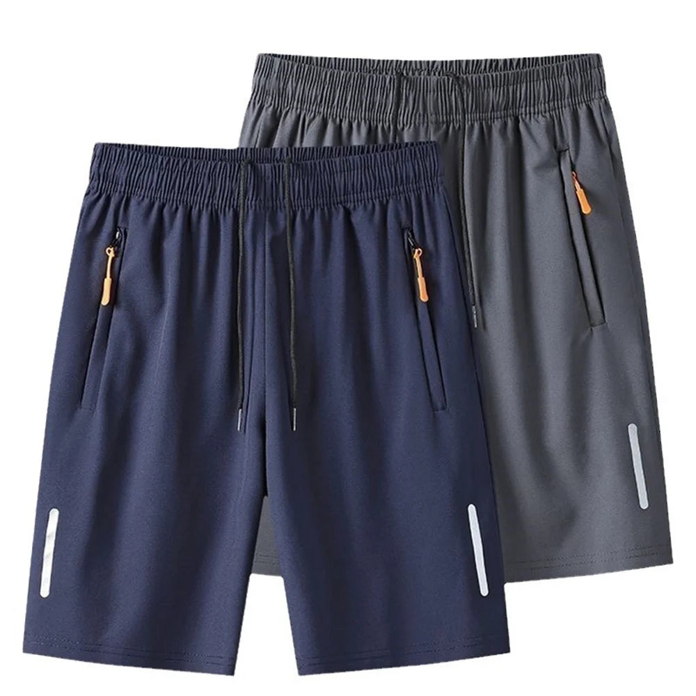 Summer Men'S Ultra-Thin Ice Silk Beach Casual Shorts Jogging Sport Quick Dry Male Zipper Loose Gym Sports Short Pants Sweatpant