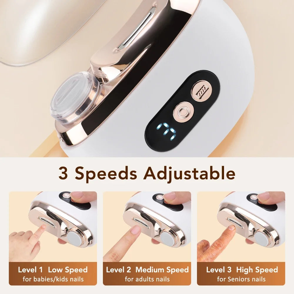 Multifunctional Electric Nail Clipper Anti Splash Nail Trimmer Portable 2 In 1 Manicure Pedicure Cutter For Baby Adults