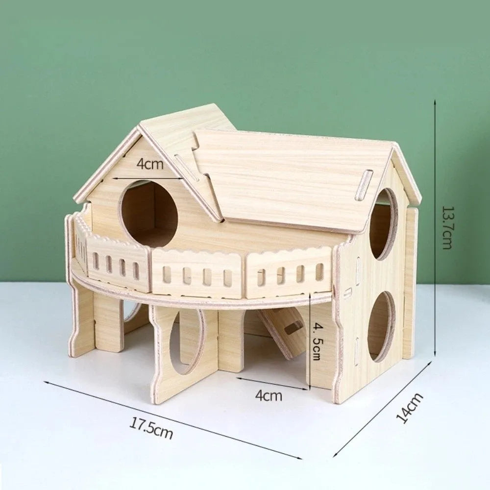 New Wooden Hamster Villa Chewable Easy to Install Platform House Durable Cage Accessories Hamster Climb Pet Supplies