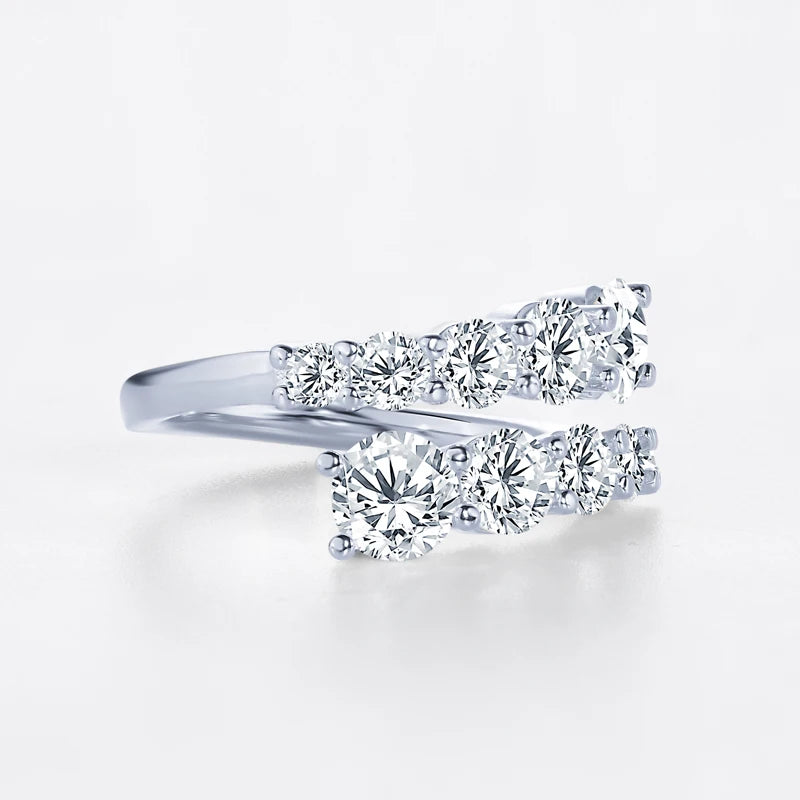 OXTAO Luxury Anniversary Moissanite Twist Shank Ring 3.26cttw 10 Stones Finger Rings Engagement Wedding 14K Gold Filled Jewelry