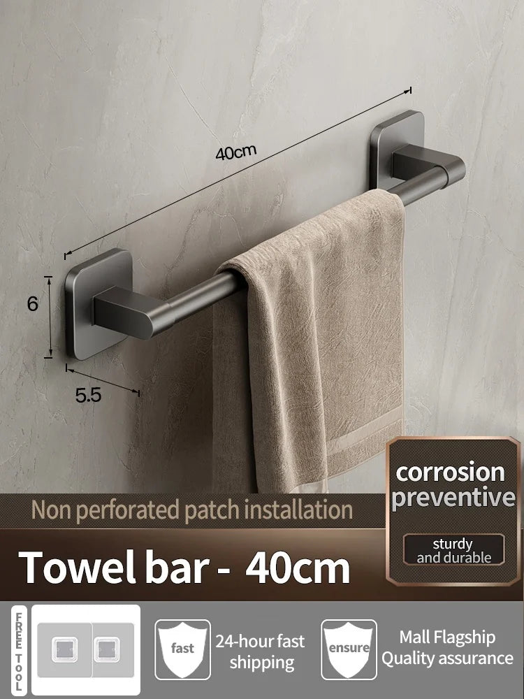 No-Drill Bathroom Towel Bar & Hook Set – Adhesive Wall-Mounted Rack
