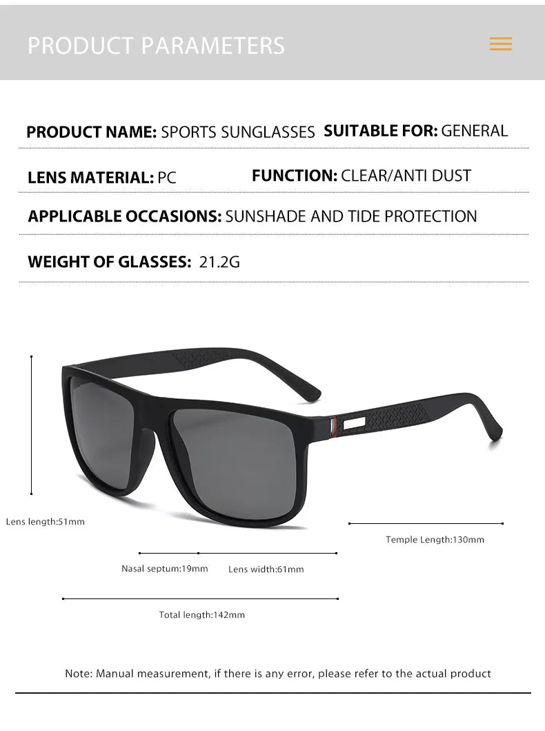 Fashion Vintage Square Polarized Sunglasses Men Women Luxury Brand Designer Men's Sun Glasses Driving Fishing UV400 Eyewear Man