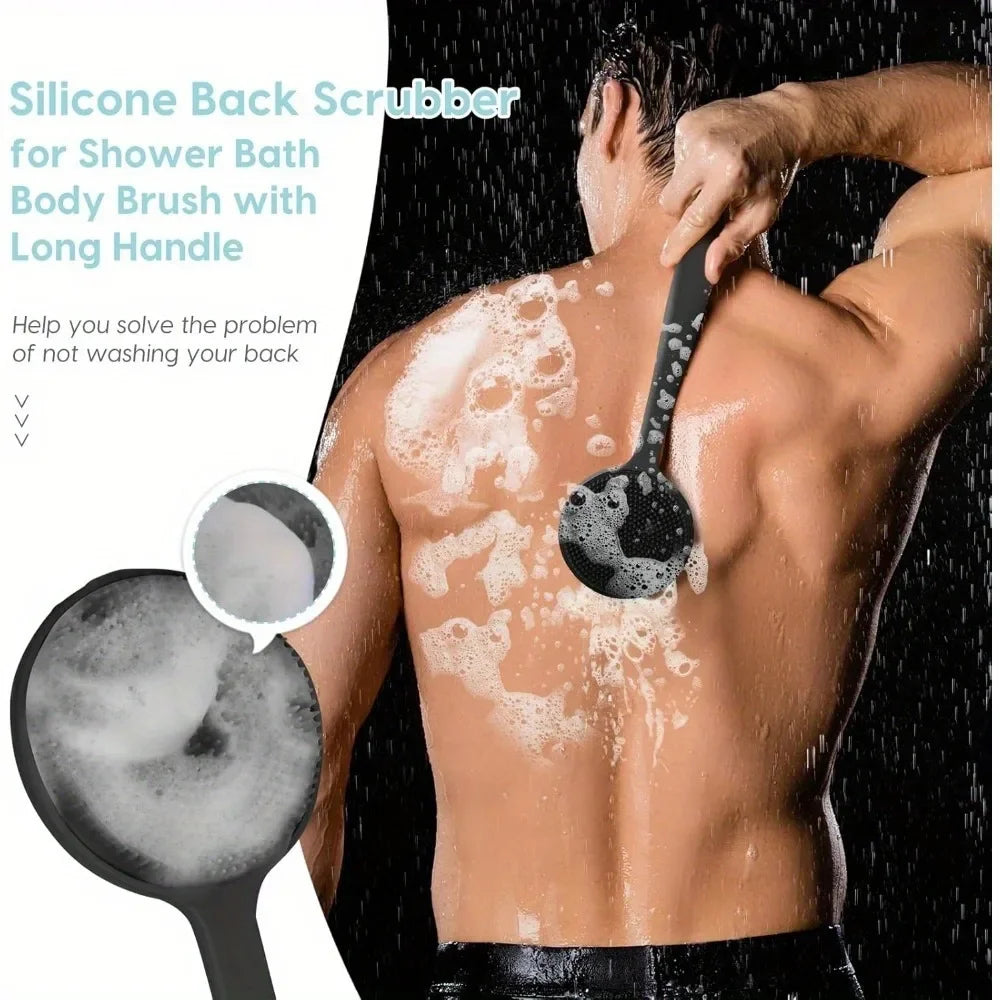 Long Handle Silicone Back Scrubber Brush – Deep Cleansing & Exfoliating Body Brush