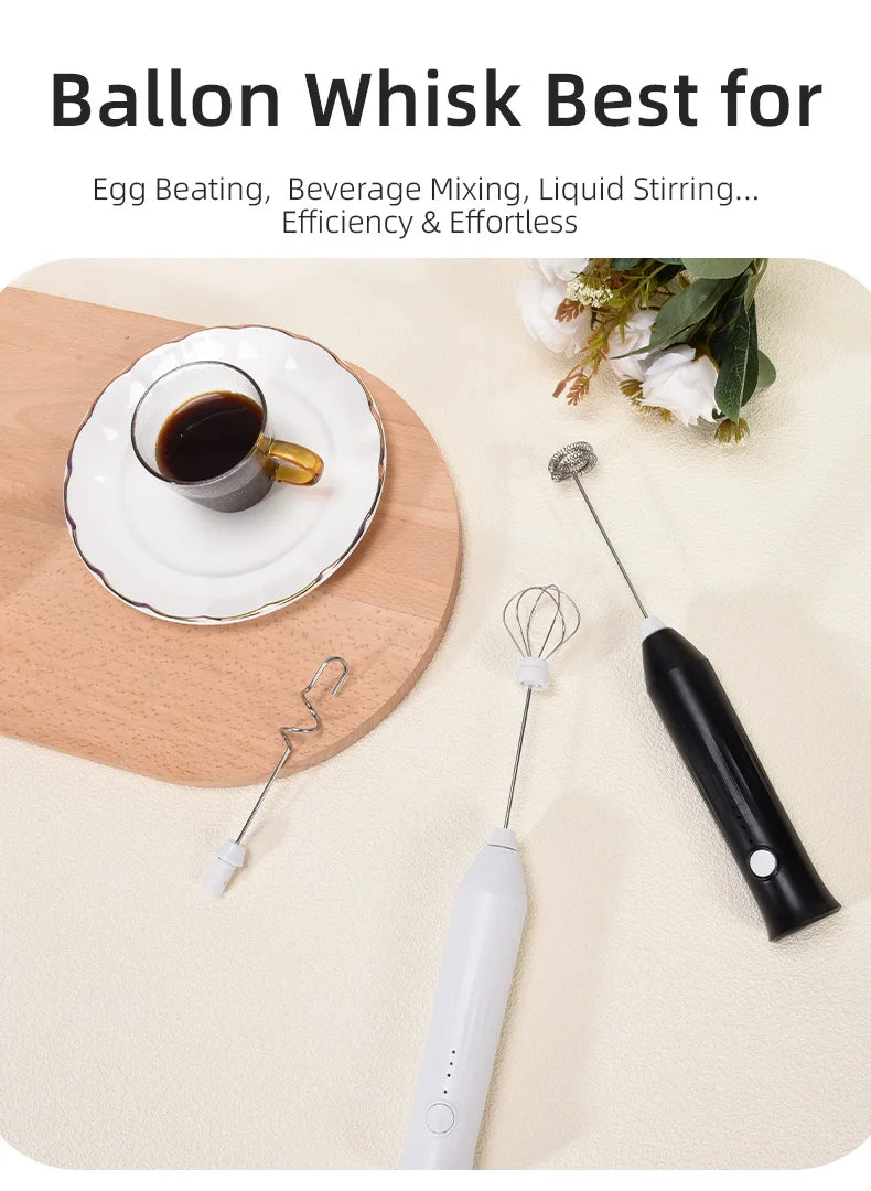 Wireless USB-C Electric Milk Frother – Handheld Stainless Steel Coffee Whisk