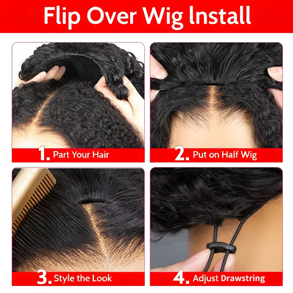 300 Density Burmese Curly Human Hair Wigs For Women 4C Afro Kinky Culry 3 IN 1 Half Wigs Human Hair Wigs 100% Human Hair On Sale