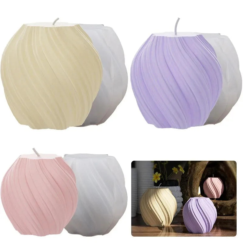 3D Geometric Wave Pillar Candle Silicone Mould – DIY Abstract Art Wax Craft