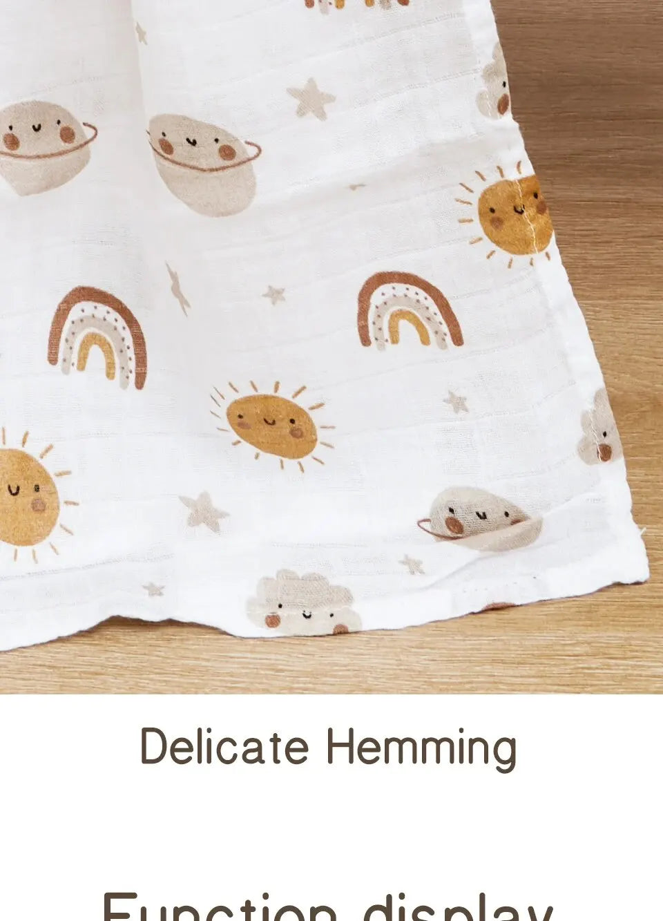 120x110cm Bamboo Cotton Baby Muslin Swaddle Blanket Cute Soft Print Baby Towel Wrap