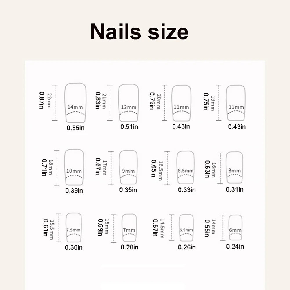 24pcs/set short square fake nails for women cute bride heart white french tips faux ongles y2k press on false nail supplies