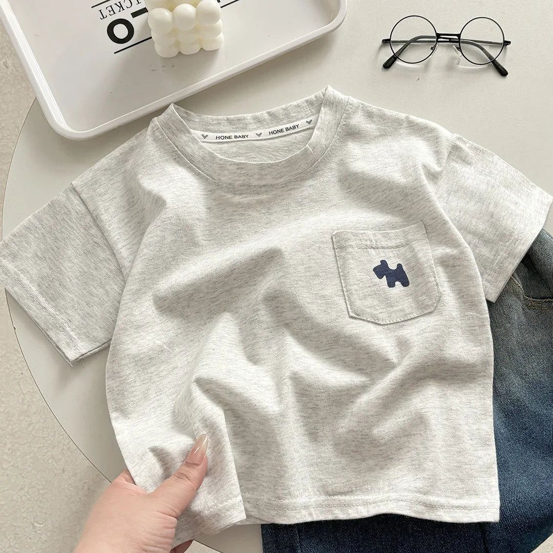 Children's Soft Cotton T-shirt Cotton Boys Summer Baby Boys and Girls New Clothing Girls Loose Casual Blouse Half-sleeved