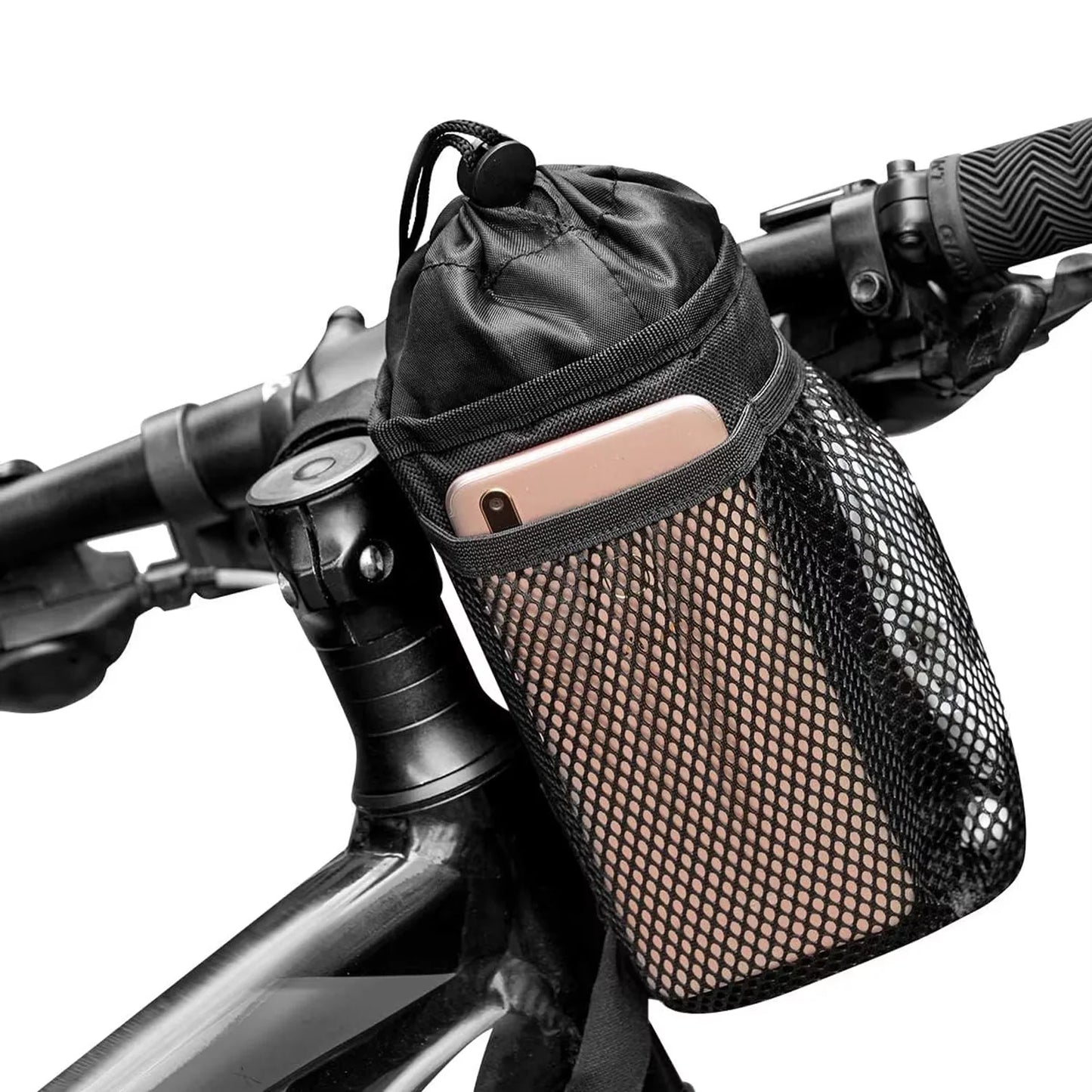 Universal bicycle insulated water bottle holder bag with mesh pocket suitable for walking off-road mountain biking