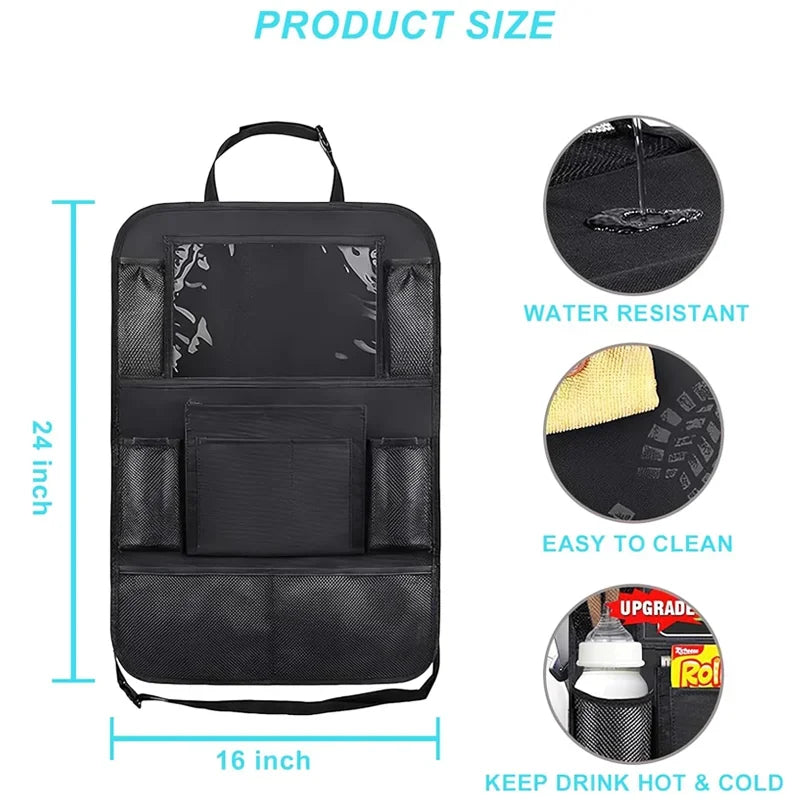 1/2PCS Car Seat Storage Bag Waterproof Durable Oxford Fabric with Touch Screen Tablet Holder Anti-Kick Seat Back Bag Auto Parts