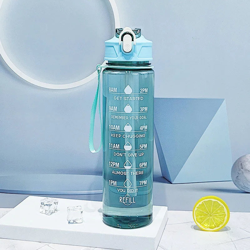 Sports Water Bottle with Time-Tracking Straw – Flip Lid, Leak-Proof, 750ml