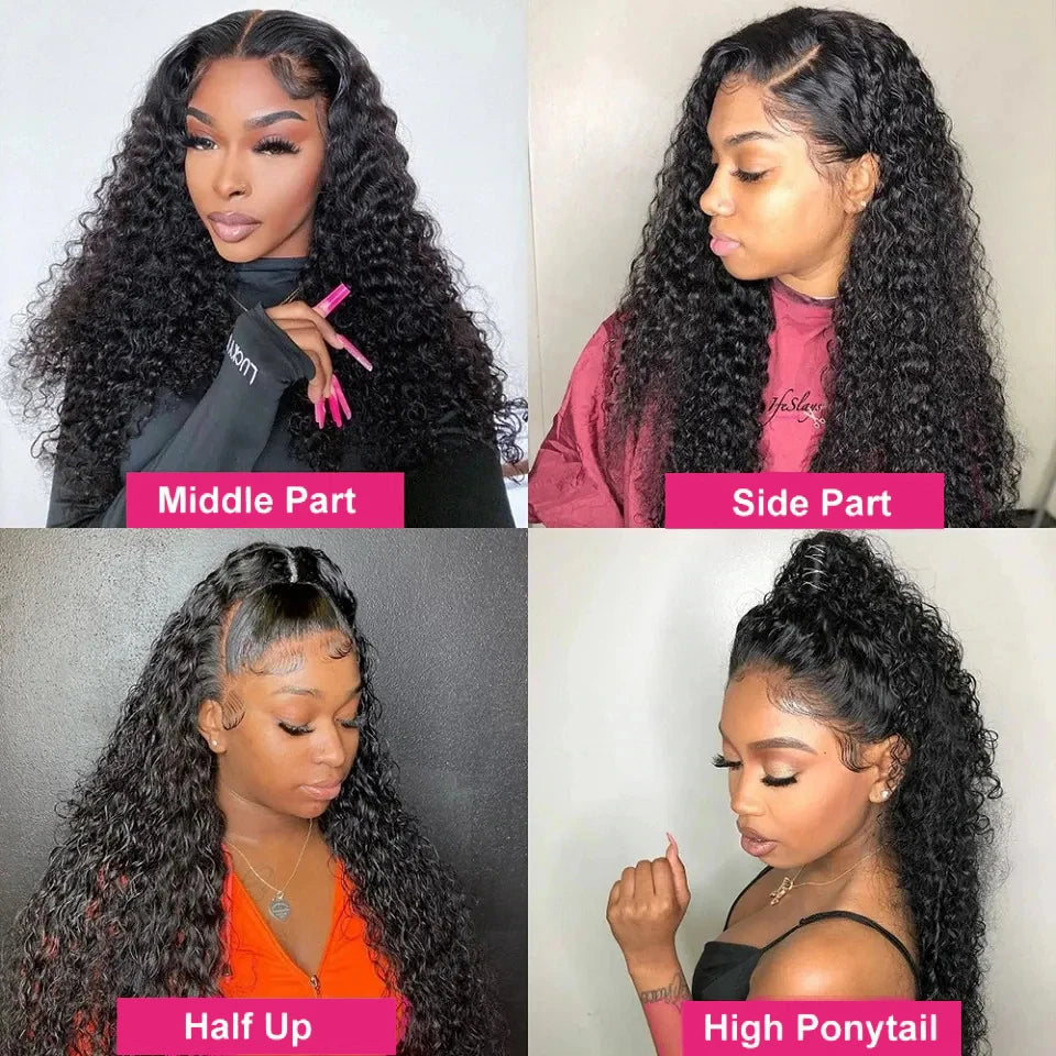Glueless Wig Human Hair Ready To Wear Deep Wave 13x6 HD Lace Frontal Human Hair Wigs Curly Lace Front Human Hair Wig PrePlucked